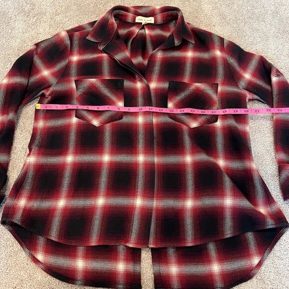 Cloth and Stone Women's Cotton Button Down Flannel Black Red Size M - Picture 8 of 8